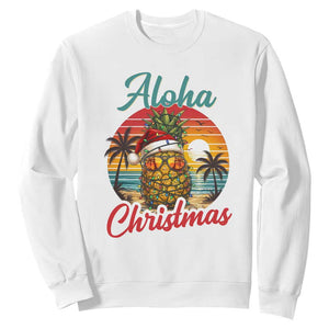 Aloha Tropical Pineapple Christmas Sweatshirt Vintage Beach Xmas Gift TS12 White Print Your Wear