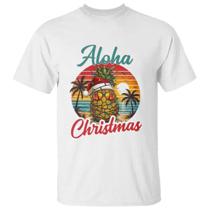 Aloha Tropical Pineapple Christmas T Shirt Vintage Beach Xmas Gift TS12 White Print Your Wear