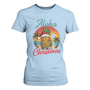 Aloha Tropical Pineapple Christmas T Shirt For Women Vintage Beach Xmas Gift TS12 Light Blue Print Your Wear