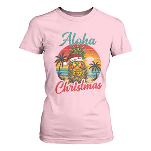 Aloha Tropical Pineapple Christmas T Shirt For Women Vintage Beach Xmas Gift TS12 Light Pink Print Your Wear
