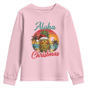 Aloha Tropical Pineapple Christmas Youth Sweatshirt Vintage Beach Xmas Gift TS12 Light Pink Print Your Wear