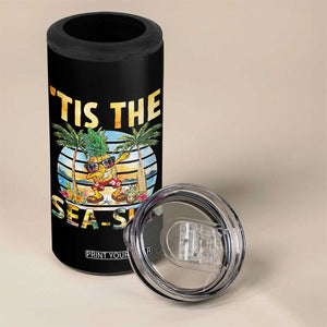 Tis The Sea Sun 4 in 1 Can Cooler Tumbler Dabbing Pineapple Summer Vacation Gift TS12 Print Your Wear