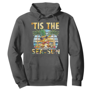 Tis The Sea Sun Hoodie Dabbing Pineapple Summer Vacation Gift TS12 Dark Heather Print Your Wear