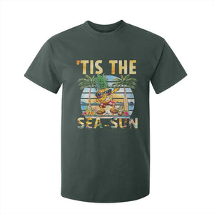 Tis The Sea Sun T Shirt For Kid Dabbing Pineapple Summer Vacation Gift TS12 Dark Forest Green Print Your Wear