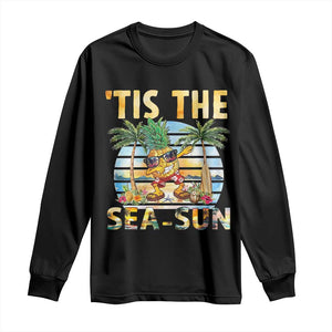Tis The Sea Sun Long Sleeve Shirt Dabbing Pineapple Summer Vacation Gift TS12 Black Print Your Wear