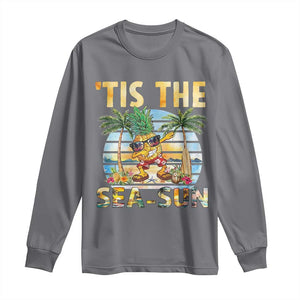 Tis The Sea Sun Long Sleeve Shirt Dabbing Pineapple Summer Vacation Gift TS12 Charcoal Print Your Wear