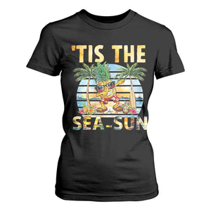 Tis The Sea Sun T Shirt For Women Dabbing Pineapple Summer Vacation Gift TS12 Black Print Your Wear