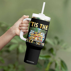 Tis The Sea Sun Tumbler With Handle Dabbing Pineapple Summer Vacation Gift TS12 Print Your Wear