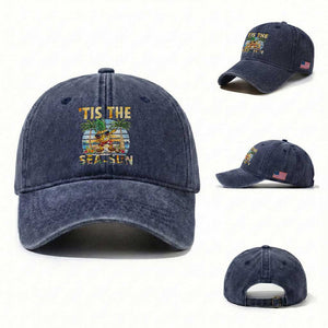 Tis The Sea Sun Washed Cotton Baseball Cap Dabbing Pineapple Summer Vacation Gift
