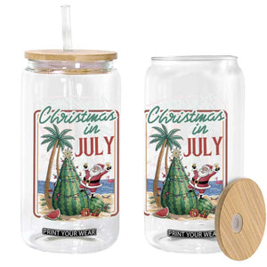 Christmas In July Glass Can Funny Santa Watermelon Xmas Tree