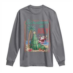 Christmas In July Long Sleeve Shirt Funny Santa Watermelon Xmas Tree