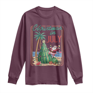 Christmas In July Long Sleeve Shirt Funny Santa Watermelon Xmas Tree