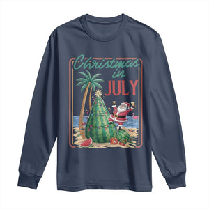 Christmas In July Long Sleeve Shirt Funny Santa Watermelon Xmas Tree