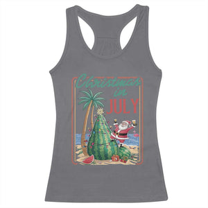 Christmas In July Racerback Tank Top Funny Santa Watermelon Xmas Tree