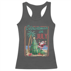 Christmas In July Racerback Tank Top Funny Santa Watermelon Xmas Tree