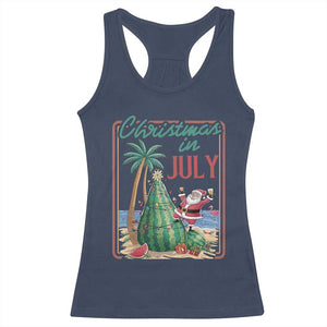 Christmas In July Racerback Tank Top Funny Santa Watermelon Xmas Tree
