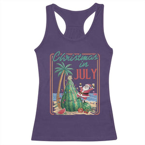 Christmas In July Racerback Tank Top Funny Santa Watermelon Xmas Tree