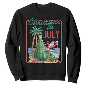 Christmas In July Sweatshirt Funny Santa Watermelon Xmas Tree
