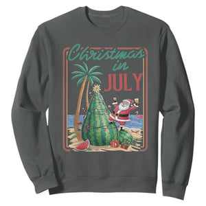 Christmas In July Sweatshirt Funny Santa Watermelon Xmas Tree