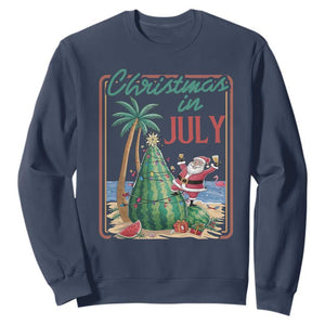 Christmas In July Sweatshirt Funny Santa Watermelon Xmas Tree