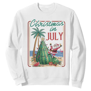 Christmas In July Sweatshirt Funny Santa Watermelon Xmas Tree
