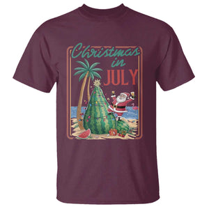 Christmas In July T Shirt Funny Santa Watermelon Xmas Tree