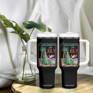 Christmas In July Tumbler With Handle Funny Santa Watermelon Xmas Tree