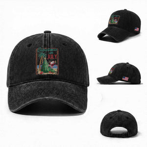 Christmas In July Washed Cotton Baseball Cap Funny Santa Watermelon Xmas Tree TS12 Washed Cap Universal Fit Black Print Your Wear