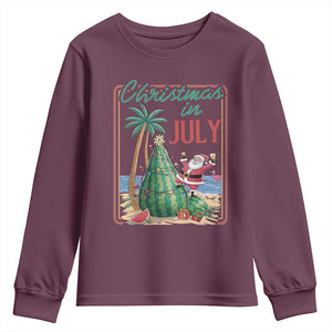 Christmas In July Youth Sweatshirt Funny Santa Watermelon Xmas Tree