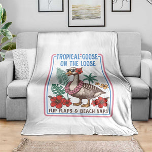 Funny Hawaiian Beach Vacation Graphic Throw Blanket Tropical Goose On The Loose TS12 Print Your Wear