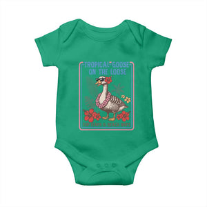 Funny Hawaiian Beach Vacation Graphic Baby Onesie Tropical Goose On The Loose TS12 Irish Green Print Your Wear
