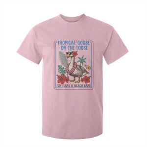 Funny Hawaiian Beach Vacation Graphic T Shirt For Kid Tropical Goose On The Loose TS12 Light Pink Print Your Wear