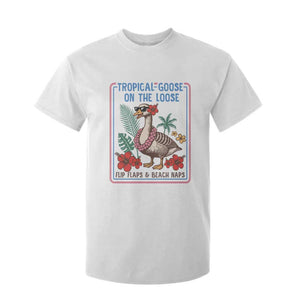 Funny Hawaiian Beach Vacation Graphic T Shirt For Kid Tropical Goose On The Loose TS12 White Print Your Wear