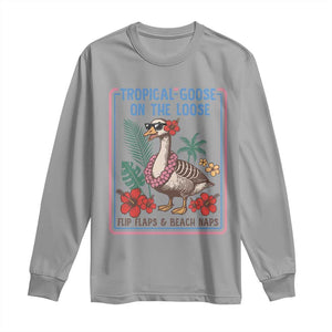 Funny Hawaiian Beach Vacation Graphic Long Sleeve Shirt Tropical Goose On The Loose TS12 Sport Gray Print Your Wear