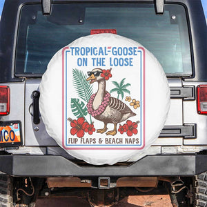 Funny Hawaiian Beach Vacation Graphic Spare Tire Cover Tropical Goose On The Loose TS12 No hole White Print Your Wear