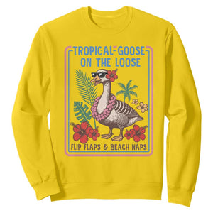 Funny Hawaiian Beach Vacation Graphic Sweatshirt Tropical Goose On The Loose TS12 Daisy Print Your Wear