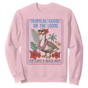 Funny Hawaiian Beach Vacation Graphic Sweatshirt Tropical Goose On The Loose TS12 Light Pink Print Your Wear