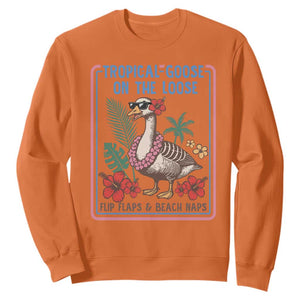 Funny Hawaiian Beach Vacation Graphic Sweatshirt Tropical Goose On The Loose TS12 Orange Print Your Wear