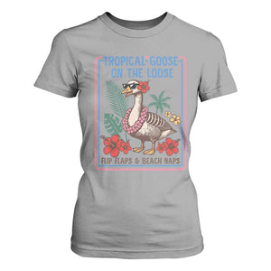 Funny Hawaiian Beach Vacation Graphic T Shirt For Women Tropical Goose On The Loose TS12 Sport Gray Print Your Wear