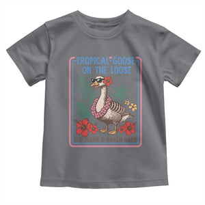 Funny Hawaiian Beach Vacation Graphic Toddler T Shirt Tropical Goose On The Loose TS12 Charcoal Print Your Wear