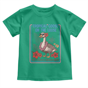 Funny Hawaiian Beach Vacation Graphic Toddler T Shirt Tropical Goose On The Loose TS12 Irish Green Print Your Wear