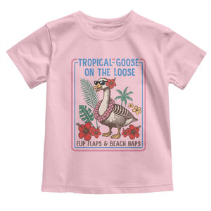 Funny Hawaiian Beach Vacation Graphic Toddler T Shirt Tropical Goose On The Loose TS12 Light Pink Print Your Wear