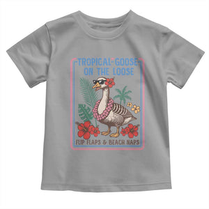 Funny Hawaiian Beach Vacation Graphic Toddler T Shirt Tropical Goose On The Loose TS12 Sport Gray Print Your Wear