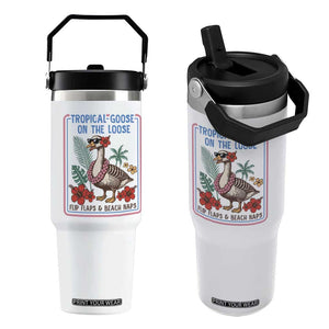Funny Hawaiian Beach Vacation Graphic Flip Straw Tumbler Tropical Goose On The Loose TS12 One Size: 30 oz White Print Your Wear