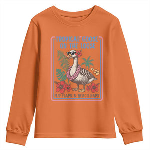 Funny Hawaiian Beach Vacation Graphic Youth Sweatshirt Tropical Goose On The Loose TS12 Orange Print Your Wear