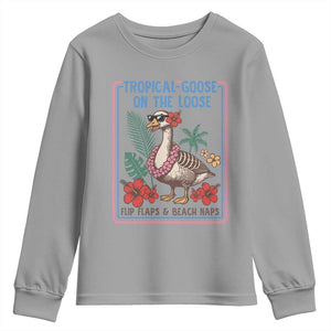 Funny Hawaiian Beach Vacation Graphic Youth Sweatshirt Tropical Goose On The Loose TS12 Sport Gray Print Your Wear