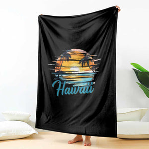 Retro Sunset Palm Tree Hawaii Throw Blanket Tropical Vacation Graphic TS12 Print Your Wear