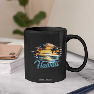 Retro Sunset Palm Tree Hawaii Coffee Mug Tropical Vacation Graphic