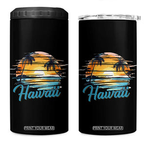 Retro Sunset Palm Tree Hawaii 4 in 1 Can Cooler Tumbler Tropical Vacation Graphic TS12 One Size: 16 oz Black Print Your Wear