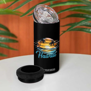 Retro Sunset Palm Tree Hawaii 4 in 1 Can Cooler Tumbler Tropical Vacation Graphic TS12 Print Your Wear